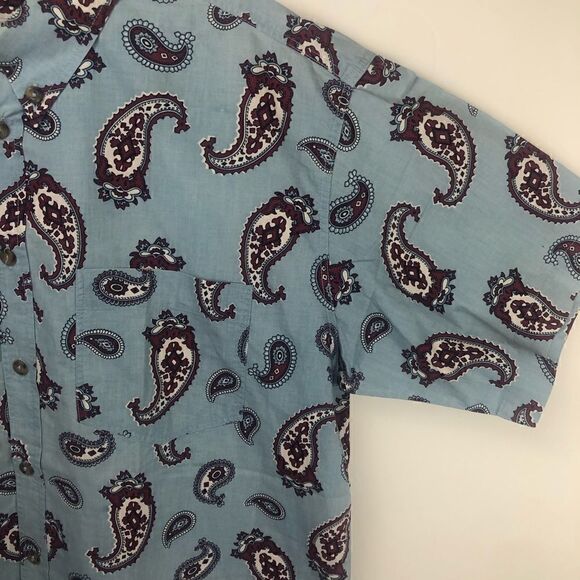 FIORUCCI PAISLEY MENS SHORT SLEEVE BUTTON DOWN SHIRT MADE IN ITALY - Picture 9 of 14